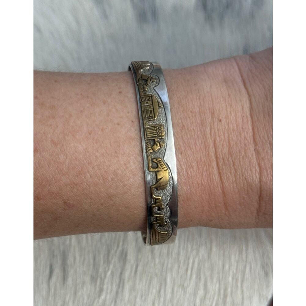 Vintage Sterling Silver Jacob Kahe Native Signed Storyteller Cuff Bracelet